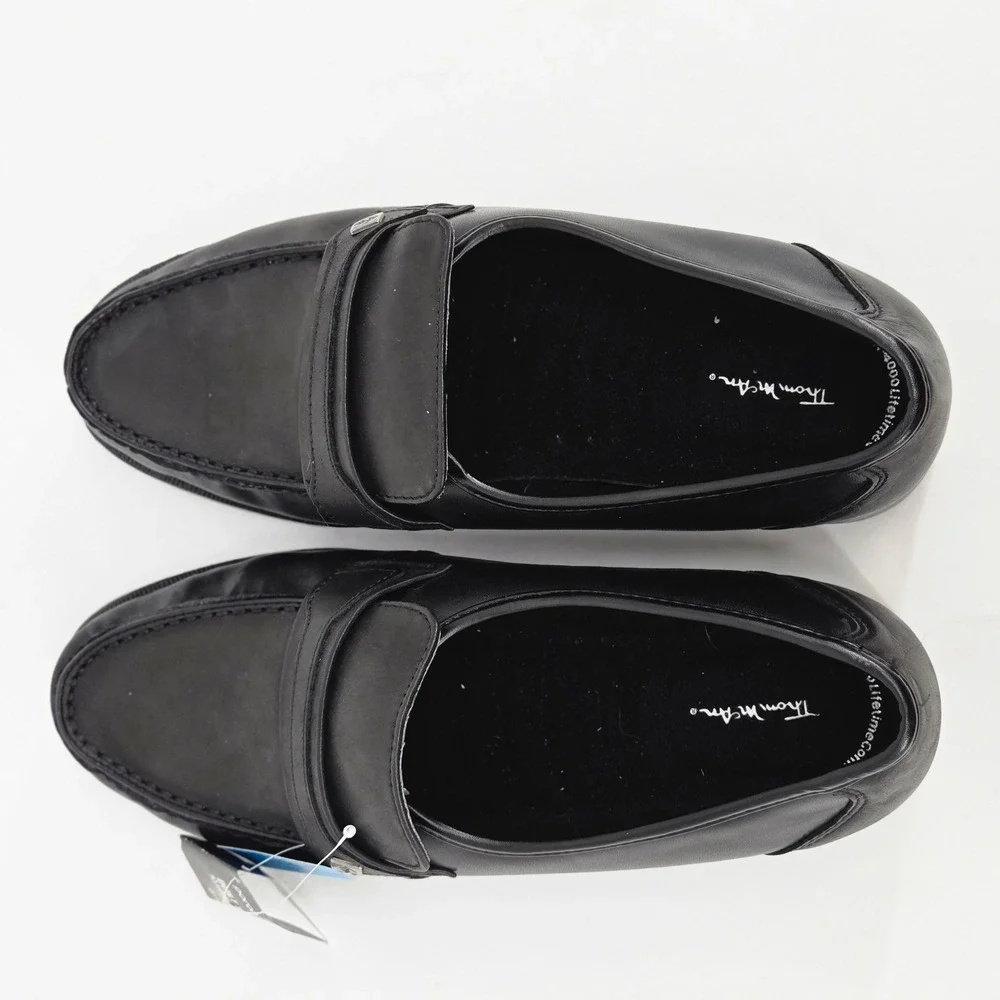 Thom McAn Men Black Leather Poron 4000 Penny Loafers Dress Shoes 10W NWT Y2K